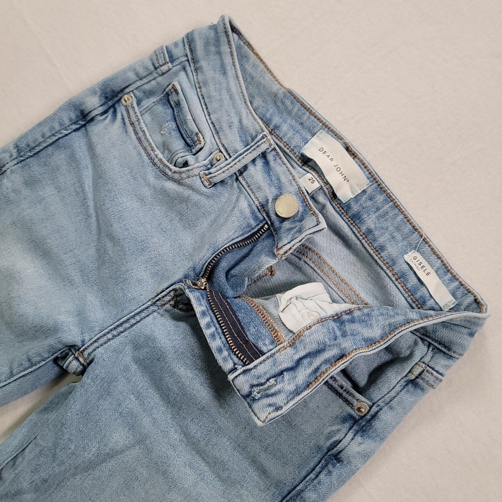 Dear John Gisele Skinny Jeans Womens 25 Light Blue Wash High Rise Stretch Denim